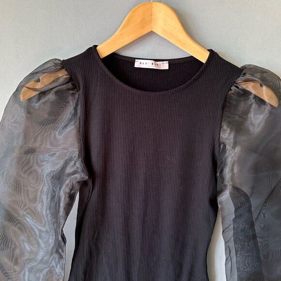 5 for $40 Blue Blush Bodysuit Top Blouse Shirt Size S Black - Picture 3 of 6